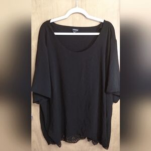 Torrid Black Tunic Top With Cutout Scalloped Edge